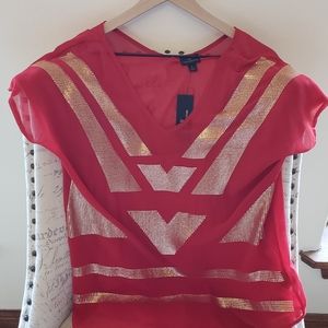 NWT Beautiful Red/gold Worthington Blouse Sz LG